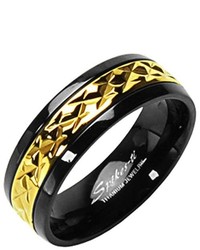 Body Candy Spikes Titanium Black And Gold Ring