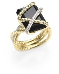 David Yurman Cable Wrap Ring With Diamonds In Gold