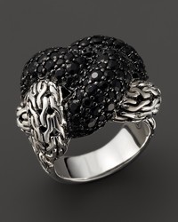 John Hardy Classic Chain Sterling Silver Lava Large Braided Ring With Black Sapphire