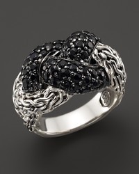 John Hardy Classic Chain Sterling Silver Lava Small Braided Ring Black Sapphire
