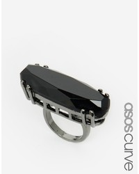Asos Curve Curve Long Facetted Stone Ring