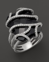 Bloomingdale's Diamond And Black Onyx Ring In 14k White Gold 120 Ct Tw