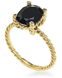 Effy 14kt Yellow Gold And Onyx Ring With Diamond Accents