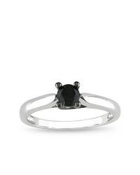 FINE JEWELRY 12 Ct Round Solitaire Black Diamond Ring