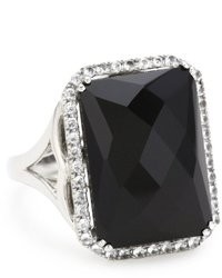 Badgley Mischka Fine Jewelry Onyx Cocktail Ring Size 7