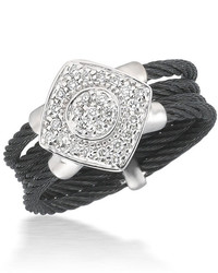 Alor Four Row Micro Cable Pave Diamond Ring Black Size 65