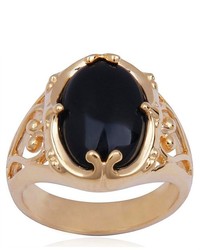 Joolwe Gold Over Sterling Silver Black Agate Ring