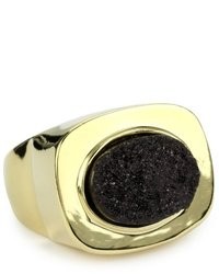 Ring Black Kara By Kara Ross Drusy Oval Metal Adjustable Ring Black
