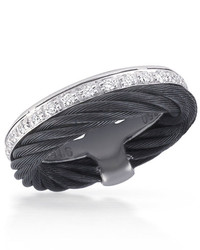 Alor Micro Cable Pave Diamond Double Band Ring Black Size 65
