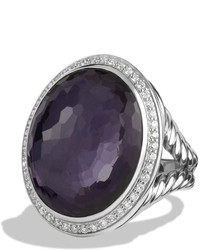 David Yurman Oval Ring With Black Orchid And Diamonds