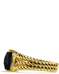 David Yurman Petite Wheaton Ring With Black Onyx And Diamonds In Gold