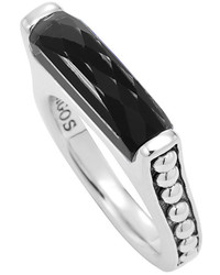 Lagos Silver Maya Black Onyx Stackable Ring Size 7