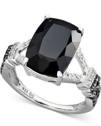 Black Diamond Sterling Silver Ring Onyx And White Diamond Accent