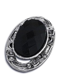 VistaBella Fashion Oval Black Vintage Adjustable Ring