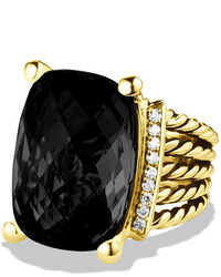 David Yurman Wheaton Ring With Black Onyx And Diamonds In Gold