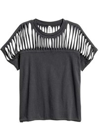 H&M Rip Patterned Jersey Top