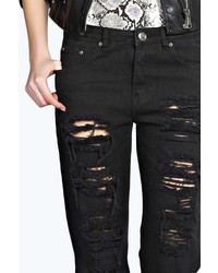 Boohoo Sara Relaxed Fit Ripped Boyfirend Jeans