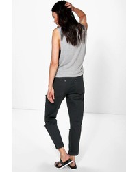 Boohoo Hatty High Rise All Over Ripped Boyfriend Jeans
