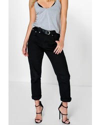 Boohoo Hatty High Waisted Black Boyfriend Jeans