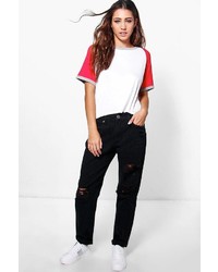 Boohoo Maisie High Waisted Ripped Mom Jeans