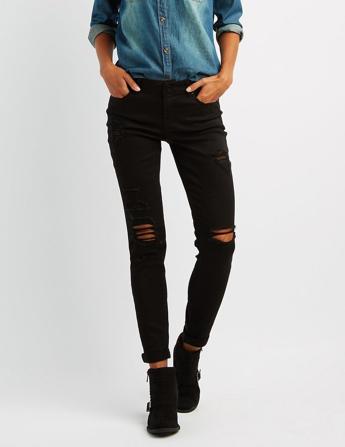 black ripped jeans charlotte russe