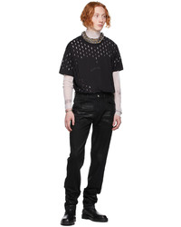 Givenchy Black Slashed Heart Gothic Logo T Shirt
