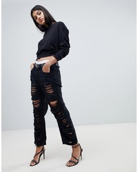 Diesel Aryel Mid Waist Mom Jean With Extreme Rips