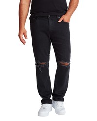 MVP Collections Athletic Fit Ripped Straight Leg Jeans