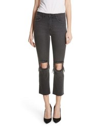 L'Agence Audrina Ripped Straight Leg Jeans