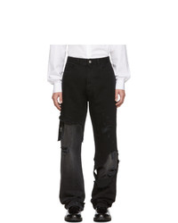 Raf Simons Black Destroyed Relaxed Fit Jeans