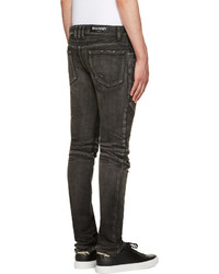 Balmain Black Distressed Biker Jeans, $1,475, SSENSE