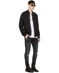 Balmain Black Distressed Slim Jeans