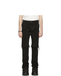 Sankuanz Black Ripped Zipper Jeans