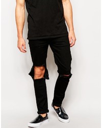 Asos Brand Skinny Jeans With Extreme Busted Knee Detail