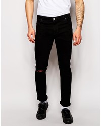 Asos Brand Skinny Jeans With Knee Rips