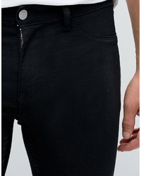 Asos Brand Spray On Jeans With Knee Rip In Black