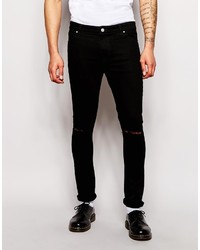 Asos Brand Super Skinny Jeans With Knee Rips