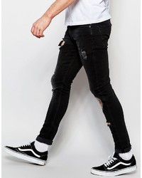 Asos Brand Super Skinny Jeans With Open Rips