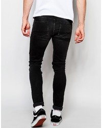 Asos Brand Super Skinny Jeans With Open Rips