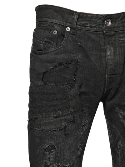 Diesel Black Gold 17cm Wool Patched Destroyed Denim Jeans, $495 ...