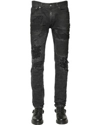 Diesel Black Gold 17cm Wool Patched Destroyed Denim Jeans