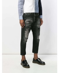 Overcome Distressed Denim Cropped Straight Leg Jeans