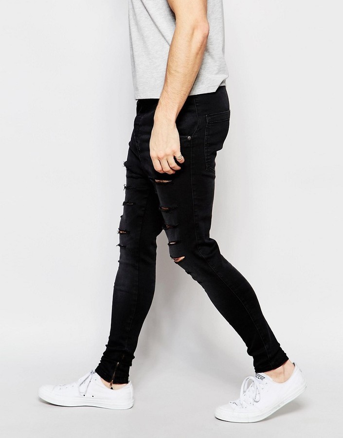 Minimal What's wrong turn around Siksilk Drop Crotch Skinny Jeans With Distressing, $90 | Asos | Lookastic