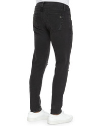rag & bone Five Pocket Distressed Skinny Jeans Black