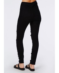 Missguided Brigitte High Waisted Extreme Ripped Skinny Jeans Black