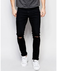 ONLY & SONS Black Jeans In Super Skinny Fit With Knee Rips
