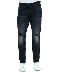7 For All Mankind Paxtyn Destroyed Denim Jeans Black