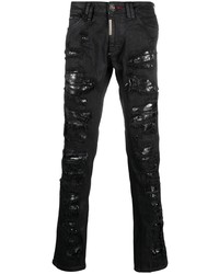 Philipp Plein Python Panelled Distressed Skinny Jeans