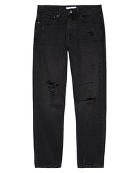 Topman Ripped Relaxed Straight Leg Jeans