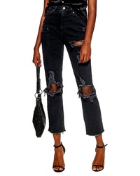 Topshop Ripped Straight Jeans